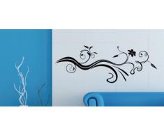 Wandtattoo Wallsticker Wandaufkleber - Blumenranke V17 - ca 58 x 21 cm - Ranke Floral Ornament Rose schwarz