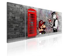 murando - Bilder Banksy Mario 225x90 cm Vlies Leinwandbild 5 TLG Kunstdruck modern Wandbilder XXL Wanddekoration Design Wand Bild - London Street Art Urban Mural i-C-0104-b-m