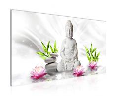 Bilder Buddha Feng Shui Wandbild Vlies - Leinwand Bild XXL Format Wandbilder Wohnzimmer Wohnung Deko Kunstdrucke Grün 1 Teilig - MADE IN GERMANY - Fertig zum Aufhängen 011612c