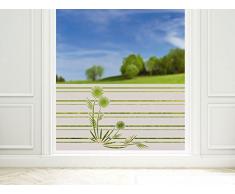 GRAZDesign Sichtschutzfolie Blumen mit Streifen Fensterfolie Milchglas selbstklebend für Bad Dusche Badfenster Blickdicht - Klebefolie Fenster Sichtschutz / 80x57cm