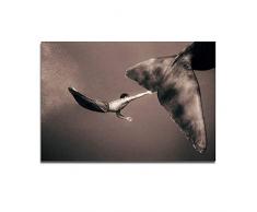 ZYBKOG Leinwandbild Menschen Wale Spielen Im Wasser Poster Und Drucke Druck Auf Leinwand Tier Wandkunst Bild Für Wohnzimmer Wohnkultur