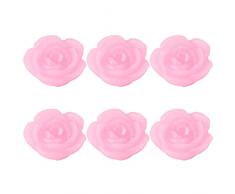 Uonlytech 6 Stück Schwimmende Blume Kerze Rosa Rose Geformte Kerze Wohnkultur Kerze Party Liefert für Geburtstag Schlafzimmer Hochzeit