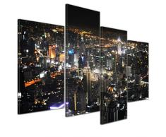 Wandbild - Bangkok at Night - Bild auf Leinwand - 120x80 cm 4 teilig - Leinwandbilder - Bilder als Leinwanddruck - Städte & Kulturen - Asien - Skyline von Bangkok
