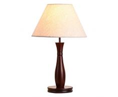 FTLY Massivholz Vase Basis Schreibtisch Licht E27 Leinen Kunst Lampenschirm Europäischen Minimalistischen Tischlampe Klassische Retro Home Dekoration Schreibtischlampe Schlafzimmer Wohnzimmer Esszimme