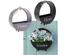 F Fityle 2X Wand-Pflanzgefäße, Runde Eisen Blumentöpfe Hängetöpfe Modern Wandvase Hängevase Blumenvase Mit Einfache Design