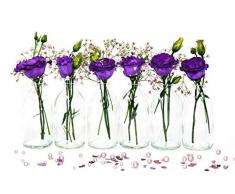 casavetro 24 x Mini Vase Glasfläschchen kleine Flasche Tischvasen Set Glas Deko-Flaschen Väschen Vasen Hochzeit-Deko