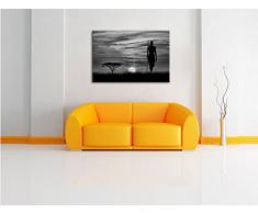 Monocrome, Roter Sonnenuntergang in Afrika, Format: 120x80 auf Leinwand, XXL riesige Bilder fertig gerahmt mit Keilrahmen, Kunstdruck auf Wandbild mit Rahmen, günstiger als Gemälde oder Ölbild, kein Poster oder Plakat