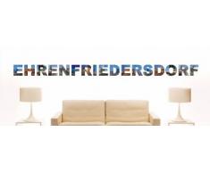 Wandtattoo farbige Wandschrift Städtename Ehrenfriedersdorf mit Sehenswürdigkeiten 180 x 12 cm Länge