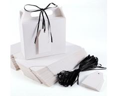 Anladia 25x Geschenkschachtel Geschenkkarton Geschenk-Box Weiß 14,5x6,5x12,5cm Faltschachtel mit Gift Tags für Hochzeit Party