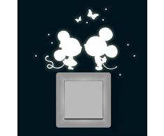 ilka parey wandtattoo-welt® Wandtattoo Lichtschalteraufkleber Lichtschaltersticker Leuchtsticker Maus Mäuse mit Schmetterlinge und Punkten fluoreszierend nachtleuchtend Wandsticker Wandaufkleber M1368