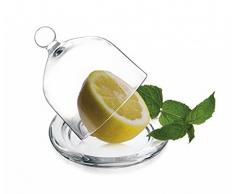 Glashaube Glasglocke mit Teller 6 Varianten Ø9,5cm Zitronenglocke Glasdom (Klar)