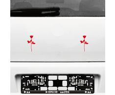Rose 10cm Auto Fenster Spiegel Aufkleber Tattoo die cut decals vinyl selbstklebende Deko Folie Depeche Mode (2 Stück rot)