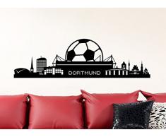 Wandaro Wandtattoo Skyline Dortmund I schwarz (BxH) 100 x 29 cm I Wohnzimmer Flur selbstklebend Stadt Aufkleber Städte der Welt Wandsticker Wandaufkleber W3291
