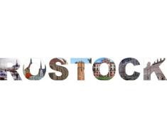 WANDTATTOO w571 mehrfarbige Wandschrift Rostock Wandaufkleber, 80x11 cm