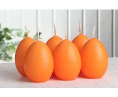 6x Eikerzen, klein, ca. 6 x 4,5 cm, hellorange