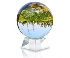 Intirilife Glaskugel mit Ständer in KRISTALL KLAR 130 mm – Kristallkugel mit Glasständer perfekt geeignet für Fotografie, Meditation, Dekoration UVM. – Kristallball Glasball Fotokugel