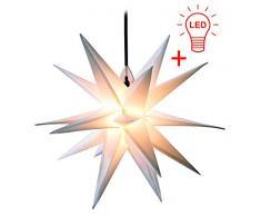 Steinfigurenwelt Giessen LED WEIHNACHTSSTERN 3D XXL 18 Zacken 100 cm INKL. LED-Leuchtmittel Faltstern Außenstern Adventsstern wetterfest für außen und innen 4m Kabel von Dekowelt (Weiß)