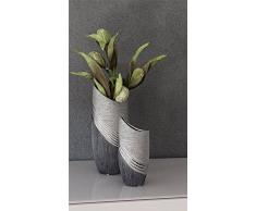 Moderne Dekovase Blumenvase Tischvase aus Keramik silber/grau Höhe 20 cm
