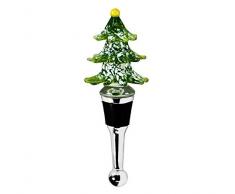 EDZARD Flaschenverschluss Tannenbaum grün für Champagner, Wein und Sekt, Höhe 13 cm, Muranoglas-Art, Handarbeit