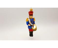 Hanco Glaskunst Design Christbaumschmuck Soldat mit Trommel blau-rot (2304.01) 1 Stück Weihnachtsdeko Baumschmuck Weihnachtsaufhänger