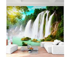 Fototapete Wasserfall Natur 396 x 280 cm Vlies Wand Tapete Wohnzimmer Schlafzimmer Büro Flur Dekoration Wandbilder XXL Moderne Wanddeko - 100% MADE IN GERMANY - Blau Türkis Runa Tapeten 9006012b