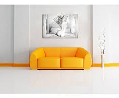 schöner nackter Rücken im Schlafzimmer Kunst Kohle Effekt, Format: 100x70 auf Leinwand, XXL riesige Bilder fertig gerahmt mit Keilrahmen, Kunstdruck auf Wandbild mit Rahmen, günstiger als Gemälde oder Ölbild, kein Poster oder Plakat
