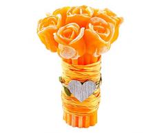 Groß Rosenstrauß Rosen Duftkerze ♥ HANDMADE ♥ Scented Candle with Essential Oils Geschenk Wichtelgeschenk für frauen Rosenbox Dekoration Wohnzimer Muttertagsgeschenk Rose Decko Orange Aroma