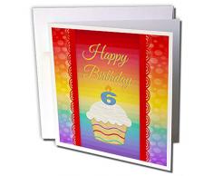 3dRose gc_244905_2 GrußkartenCupcake mit Zahlenkerzen, 6 Jahre alt, 12 Stück