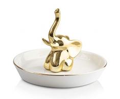 YiaMindful Schmuck-Organizer Elefant Schmuck-Halter Schale, glasierte Keramik-Figur, Heimdekoration für Hochzeiten, Verlobungsringe Für Küchenspüle oder Arbeitsplatten
