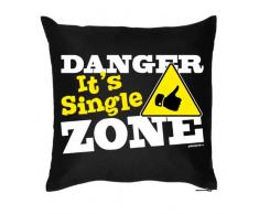 bedrucktes Fun Kissen mit Füllung - lustiges Motiv: Its Single Zone - cooles lustiges Geschenk Dekokissen Couchkissen Bett Geburtstag Weihnachten