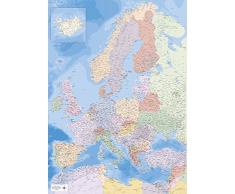 Landkarten Giant XXL Poster - Europakarte - Bildungsposter 1:34 Mio - Größe 100x140 cm Germany Map german Version