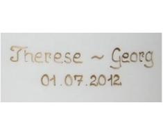 Hochzeitskerzen Welle 15/26 x 6,5 cm mit Namensverzierung und Geschenkkarton, Nr. K43