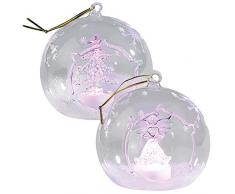 Lunartec Christbaumkugeln: Mundgeblasene LED-Glas-Ornamente in Kugelform, 2er-Set (LED Kugeln)