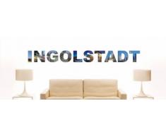 Wandtattoo farbige Wandschrift Städtename Ingolstadt mit Sehenswürdigkeiten 120 x 12 cm Länge