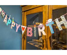 Oblique-Unique® Happy Birthday Girlande - Party Kinder Geburtstag Kinderzimmer Kindergarten Dekoration