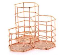 Drahtgeflecht Stifthalter Metall Hohl Multifunktion Hexagon Make-up Pinsel Vase Schreibwaren Storage Organizer Container