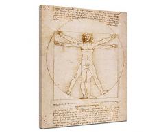 Bilderdepot24 Leinwandbild Leonardo da Vinci - Alte Meister Vitruvianischer Mensch 50x70cm - fertig gerahmt, direkt vom Hersteller