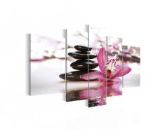 Bilder Blumen Orchidee Wandbild Vlies - Leinwand Bild XXL Format Wandbilder Wohnzimmer Wohnung Deko Kunstdrucke Rot 5 Teilig - MADE IN GERMANY - Fertig zum Aufhängen 204253a