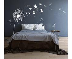 Wandtattoo Wandaufkleber Aufkleber Pusteblume mit süßen Schmetterlingen M1348 - ausgewählte Farbe: *Dunkelblau* ausgewählte Größe:*S 160cm breit x 140cm hoch