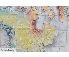 KunstLoft® Acryl Gemälde Im Wandel der Zeit 120x80cm | original handgemalte Leinwand Bilder XXL | Bunte Vintage Weltkarte Landkarte | Wandbild Acrylbild moderne Kunst einteilig mit Rahmen