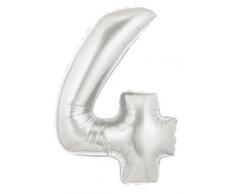 Betallic F15844SP - Folienballon 40 Zoll - Zahl 4, Silber