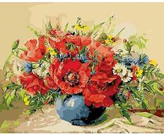 no brand DIY Malen nach Zahlen Kits Pflanzenvase Leinwand Ölgemälde Set für Erwachsene Anfänger mit Pinsel und Acrylpigment - ohne Rahmen 16 x 20 Zoll