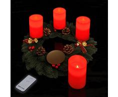 Spetebo LED Adventskerzen 4 Stück mit Fernbedienung in rot Echtwachs Kerzen LED