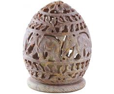 SouvNear 10,2x7,6cm Kerze Teelichthalter mit handgeschnitzten Elefant & Ranken - Votiv-Inhaber - Speckstein Elefant Figuren - Dekorative Kernstück Teelichtlaterne für Haus Garten Büro und Partei Dekorationen & Housewarming-Geschenke