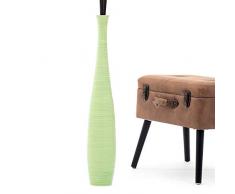Leewadee Große Bodenvase für Dekozweige hohe Standvase Design Holzvase 75 cm, Mangoholz, grün