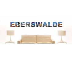 Wandtattoo farbige Wandschrift Städtename Eberswalde mit Sehenswürdigkeiten 96 x 9 cm Länge