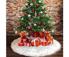 Tenrany Home Reine Weiße Plüsch Weihnachtsbaum Rock, Groß Kunstfell Weihnachtsbaumdecke Christbaumständer Teppich für Weihnachten Neujahr Party Dekoration(White, 36 inches)