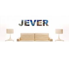 INDIGOS UG - WANDTATTOO / Wandsticker / Wandaufkleber / Aufkleber farbige Wandschrift Städtename Jever mit Sehenswürdigkeiten 40 x 8 cm Länge