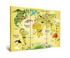 ge-Bildet® Leinwandbild mit Neueröffnungsrabatt Weltkarte für Kinder bild für kinderzimmer - 120x80 cm 3 teilig - mehrteilig XXL - direkt vom Hersteller aus Deutschland - Made in Germany