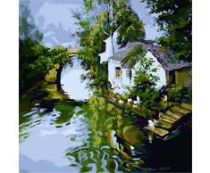 no brand DIY Digitales Ölgemälde Leinwand Feng Shui Haus Geschenk Für Erwachsene Kinder Malen Nach Zahlen Kits Home Haus Dekor 40 * 53 cm